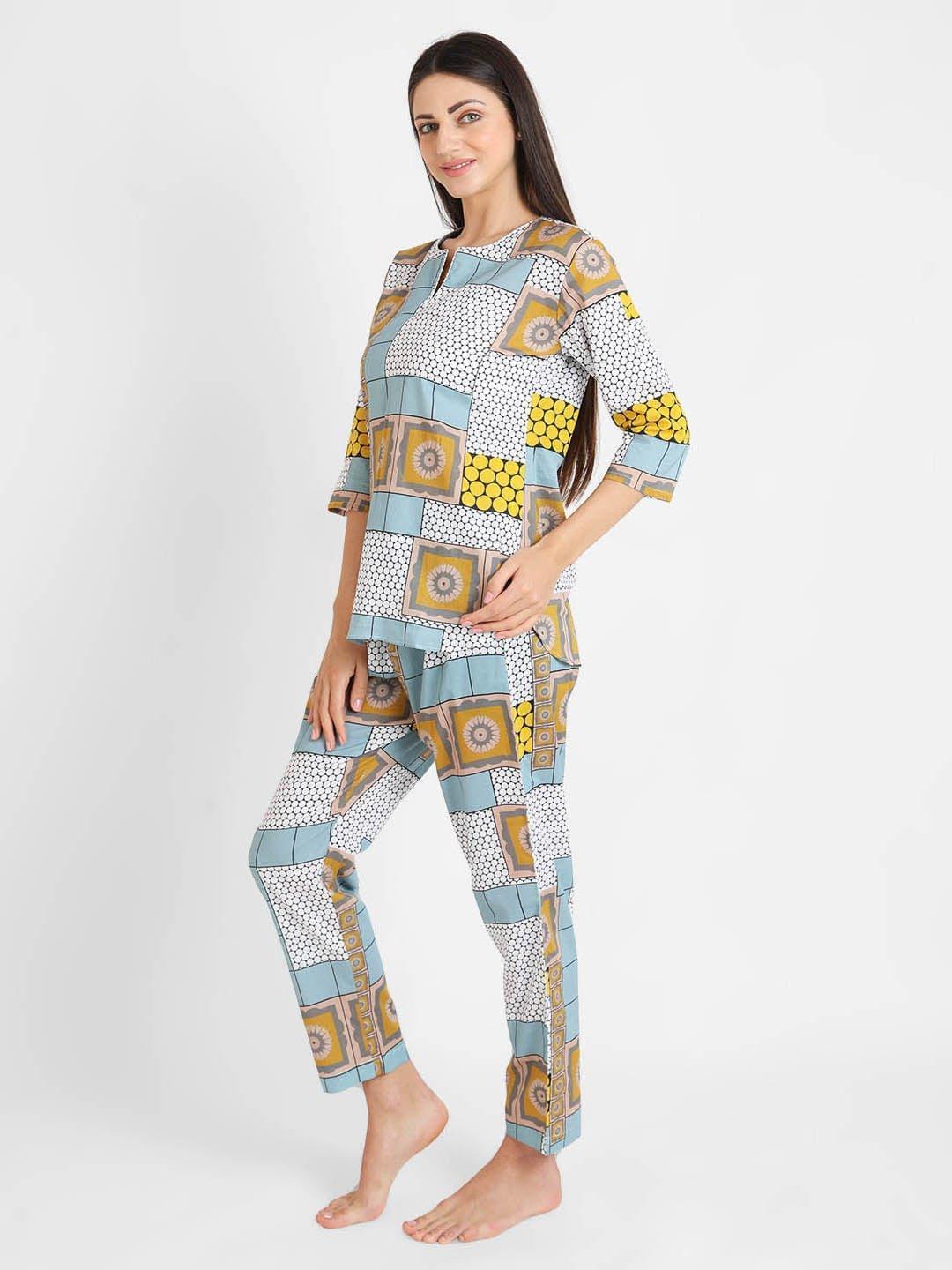 Blocks Printed Nightsuit Set for Women