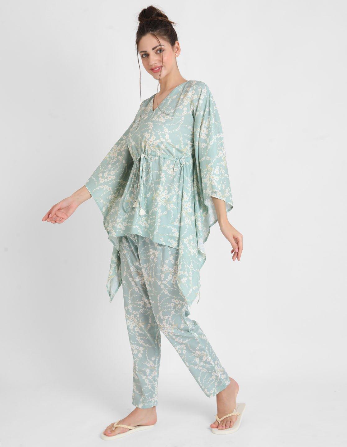 Blossom Print Kaftan Pajama Set