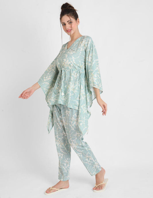 Blossom Print Kaftan Pajama Set