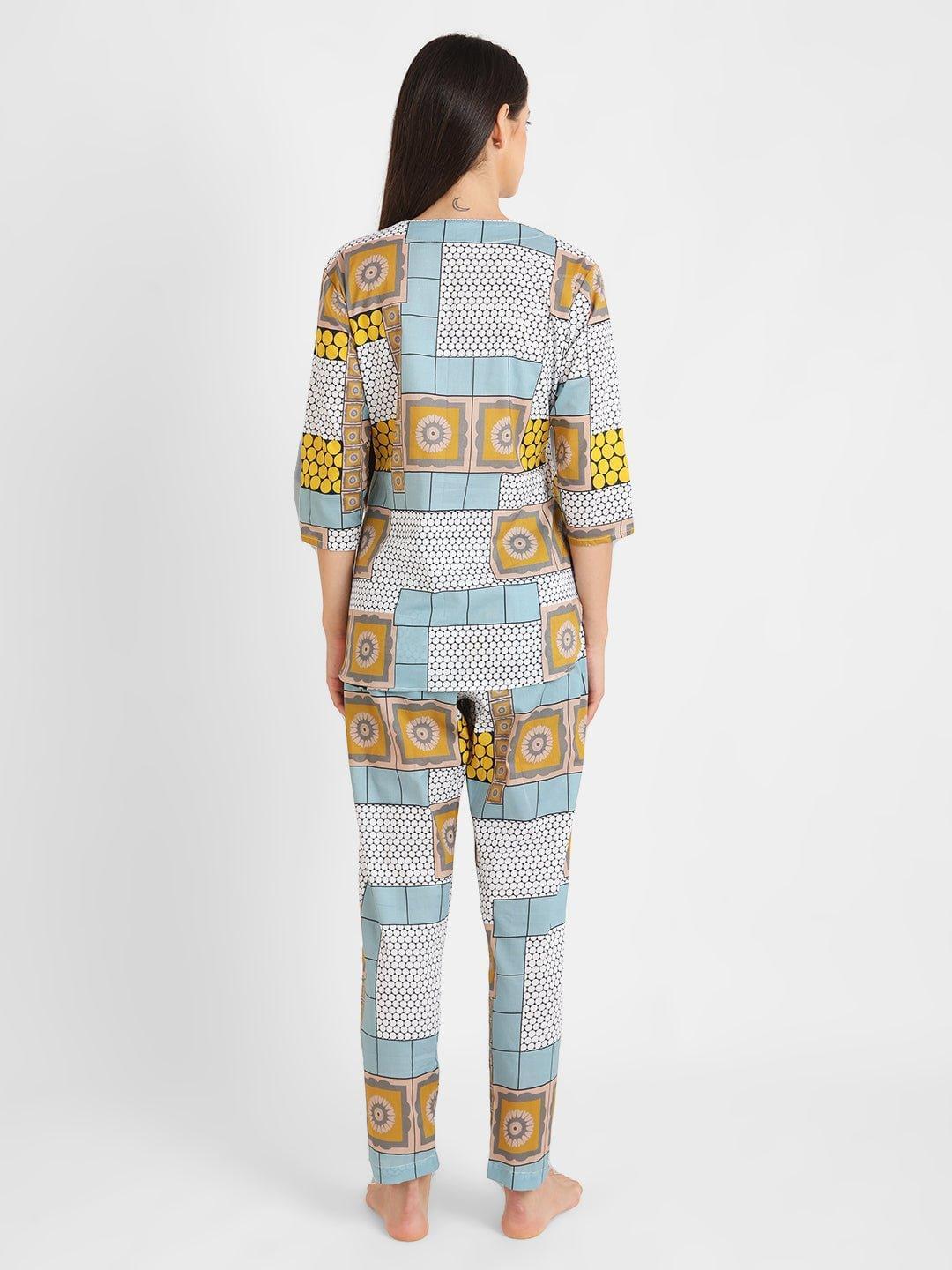 Blocks Printed Nightsuit Set for Women