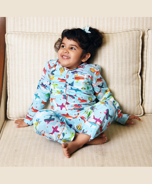 Aeroplane Printed Nightsuit Set