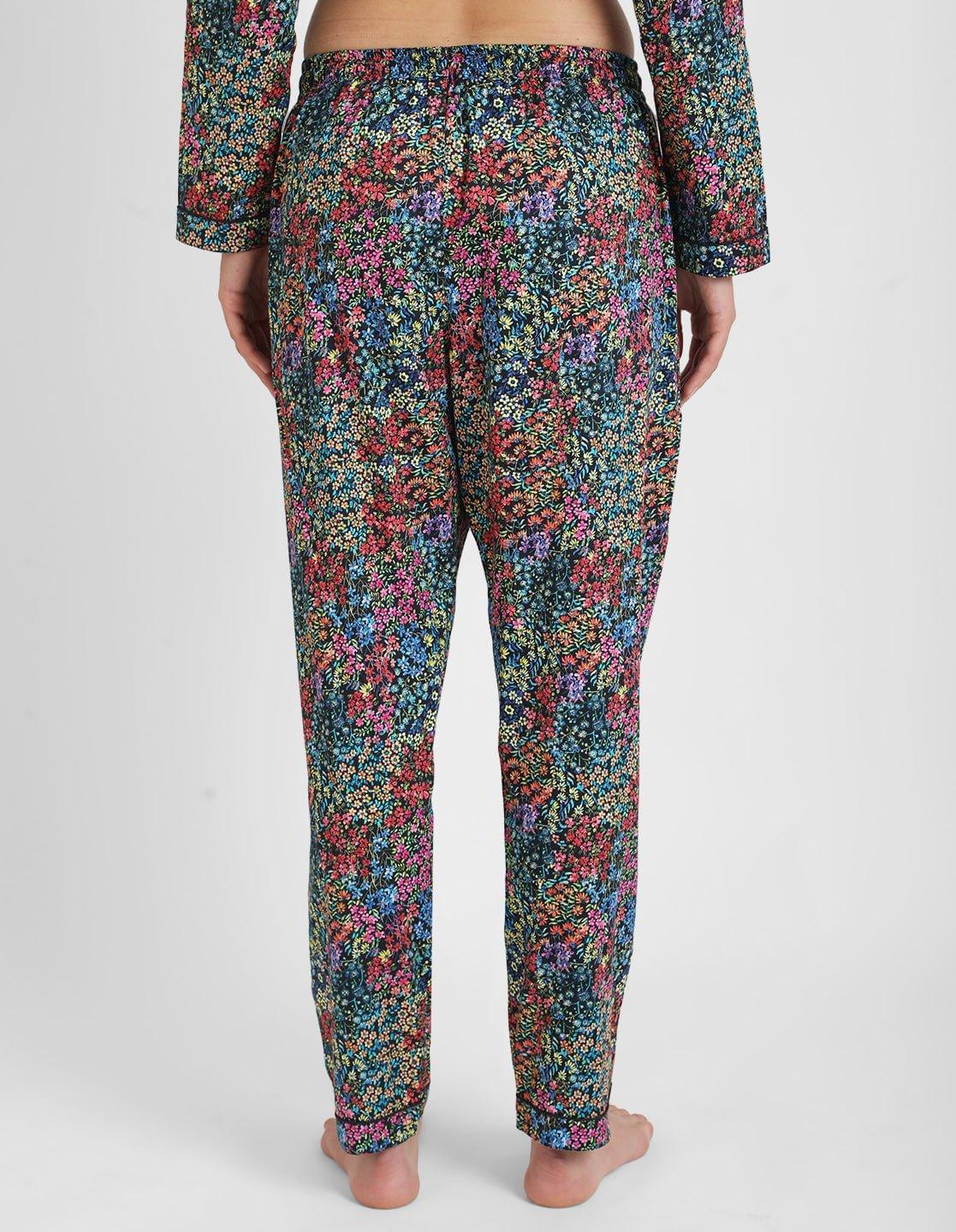 Black Floral Printed Nightsuit Set for Women