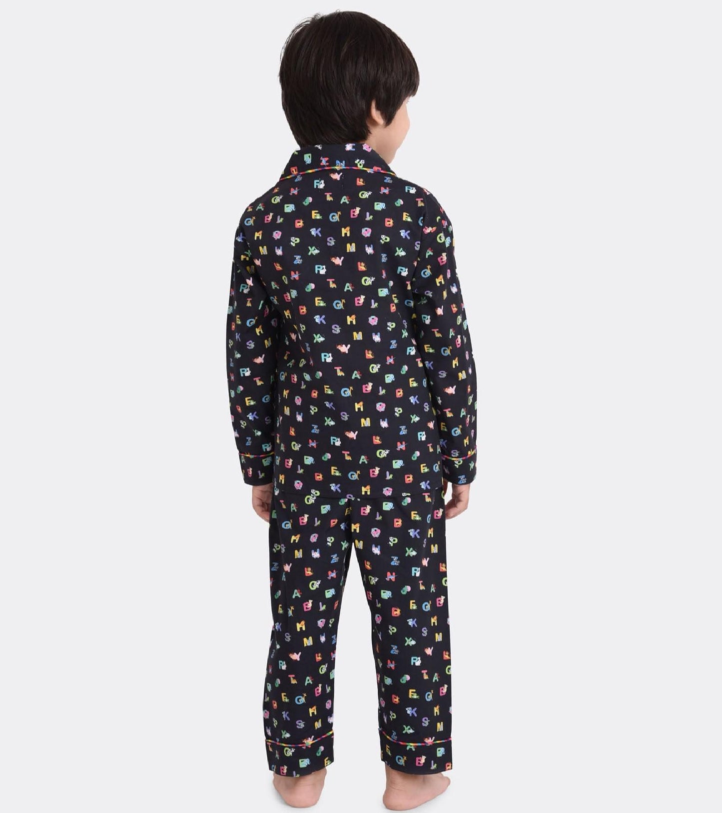 ABCD Black Printed Boys Nightsuit Set