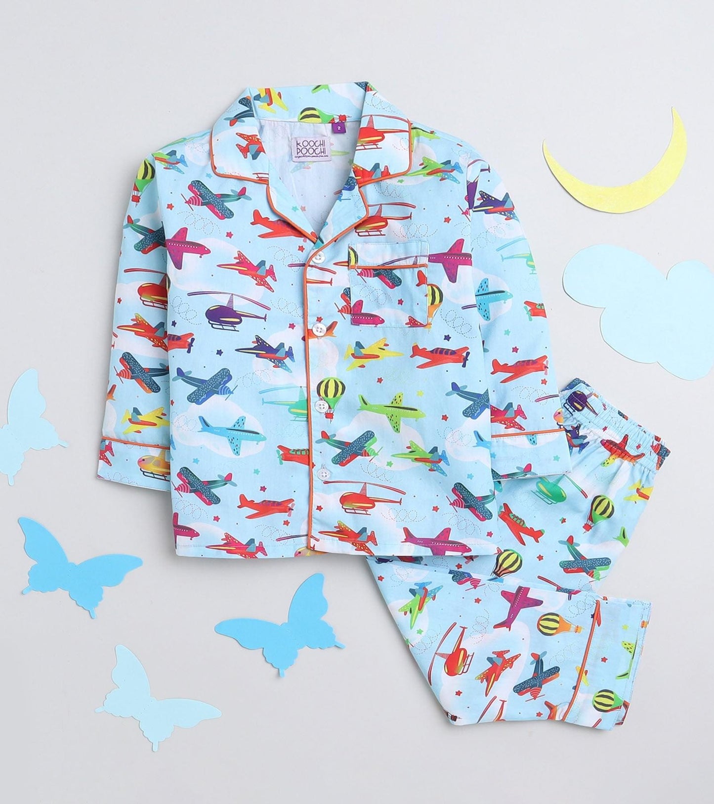 Aeroplane Printed Boys Night Suit Set