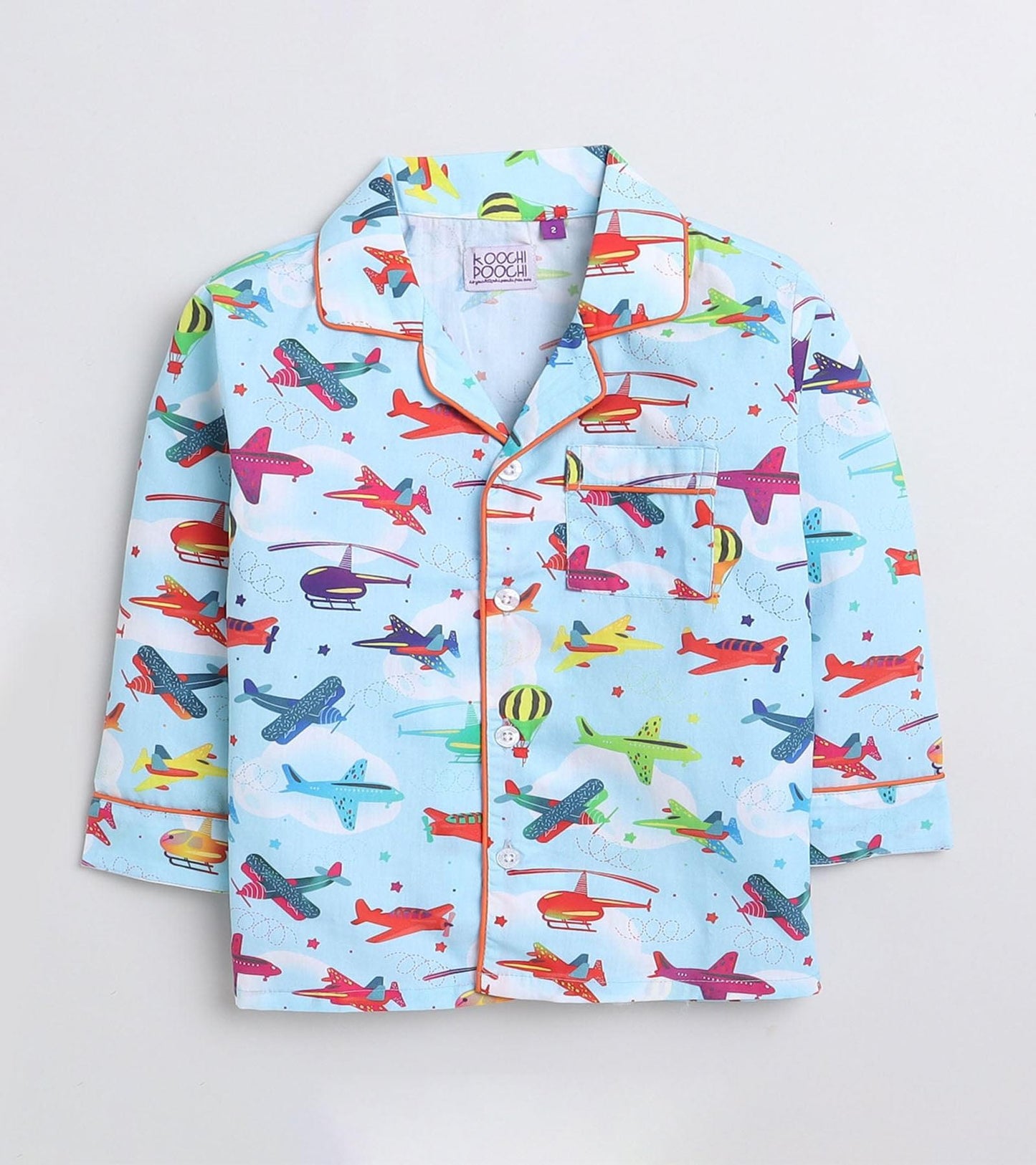 Aeroplane Printed Boys Night Suit Set