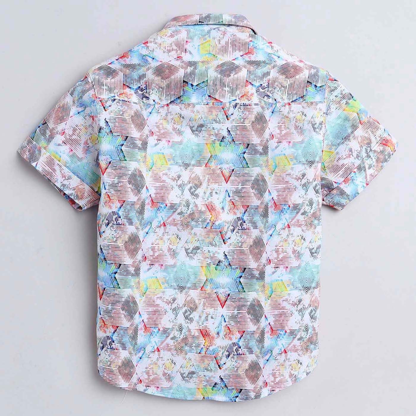 Star Print Pure Cotton Half Sleeve Shirt For Boys