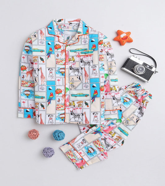 Animal Planet Boys Printed Night Suit Set