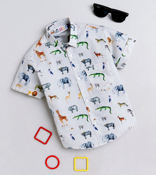 Animal Printed Boys Half Shirt