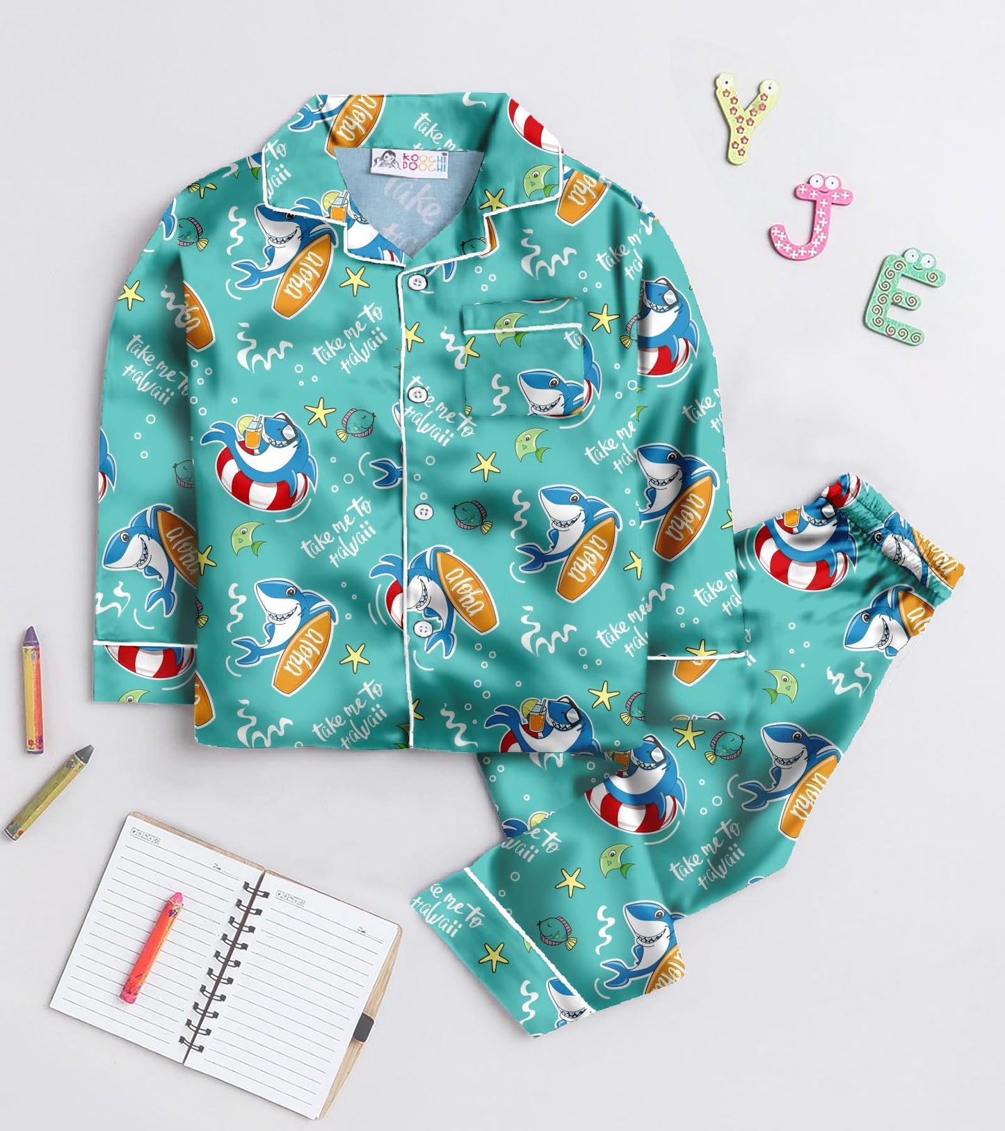 Aqua Swim Pure Cotton Printed Nightsuit Set
