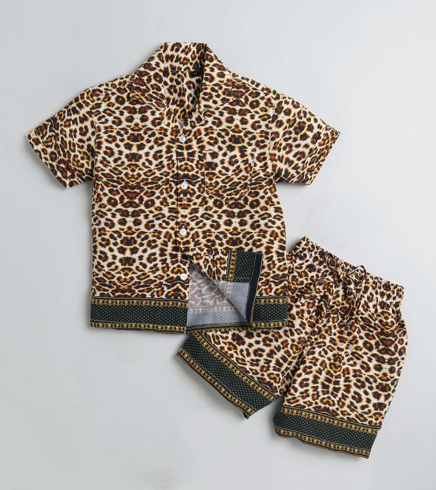 Back Motif Leopard Printed Boys Co ord Set
