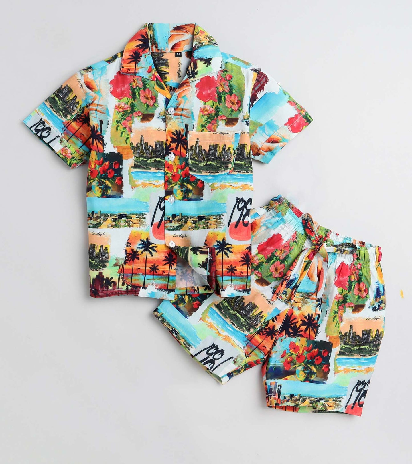 Beach postcard Printed Boys Co ord Set