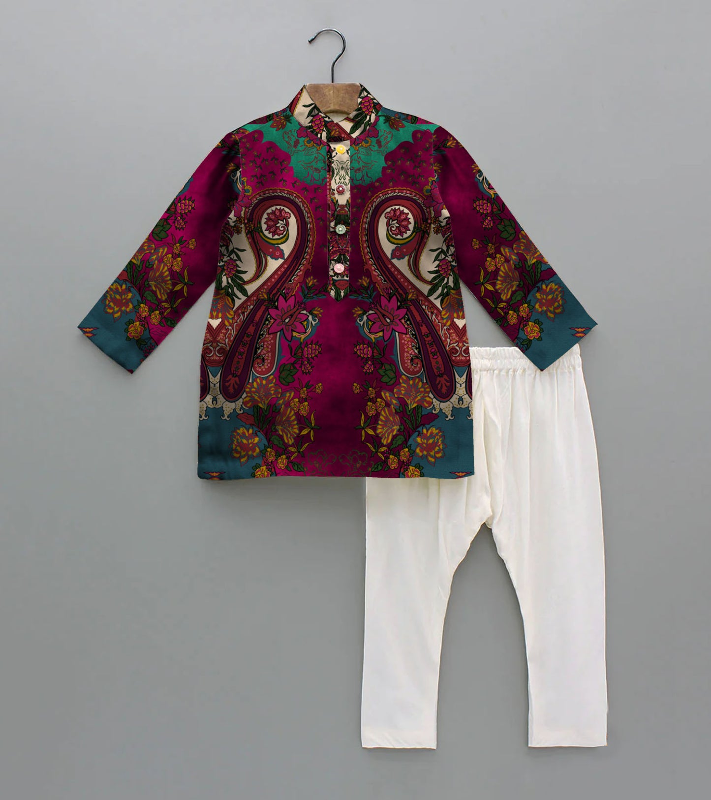 Big Paisly Printed Pure Cotton Kurta And Pyjama