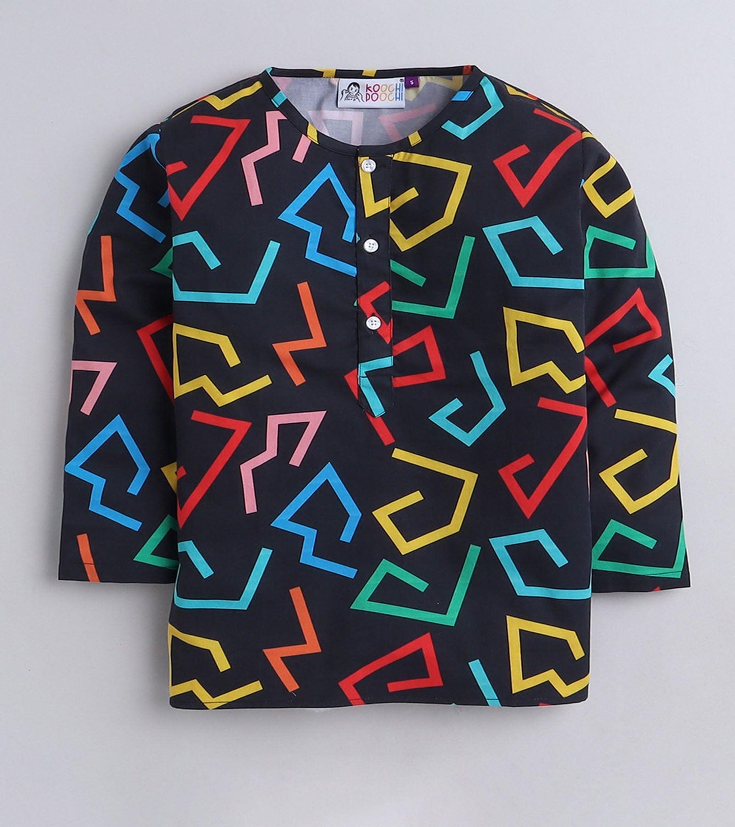 Black Electric Printed Pyjama Kurta Set