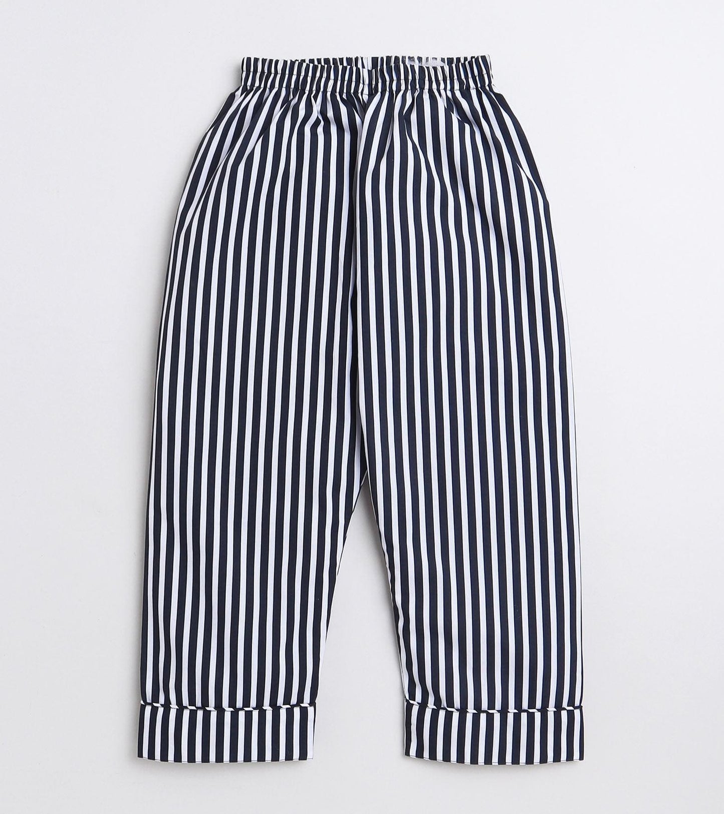Black Stripe Printed Night Suit Set