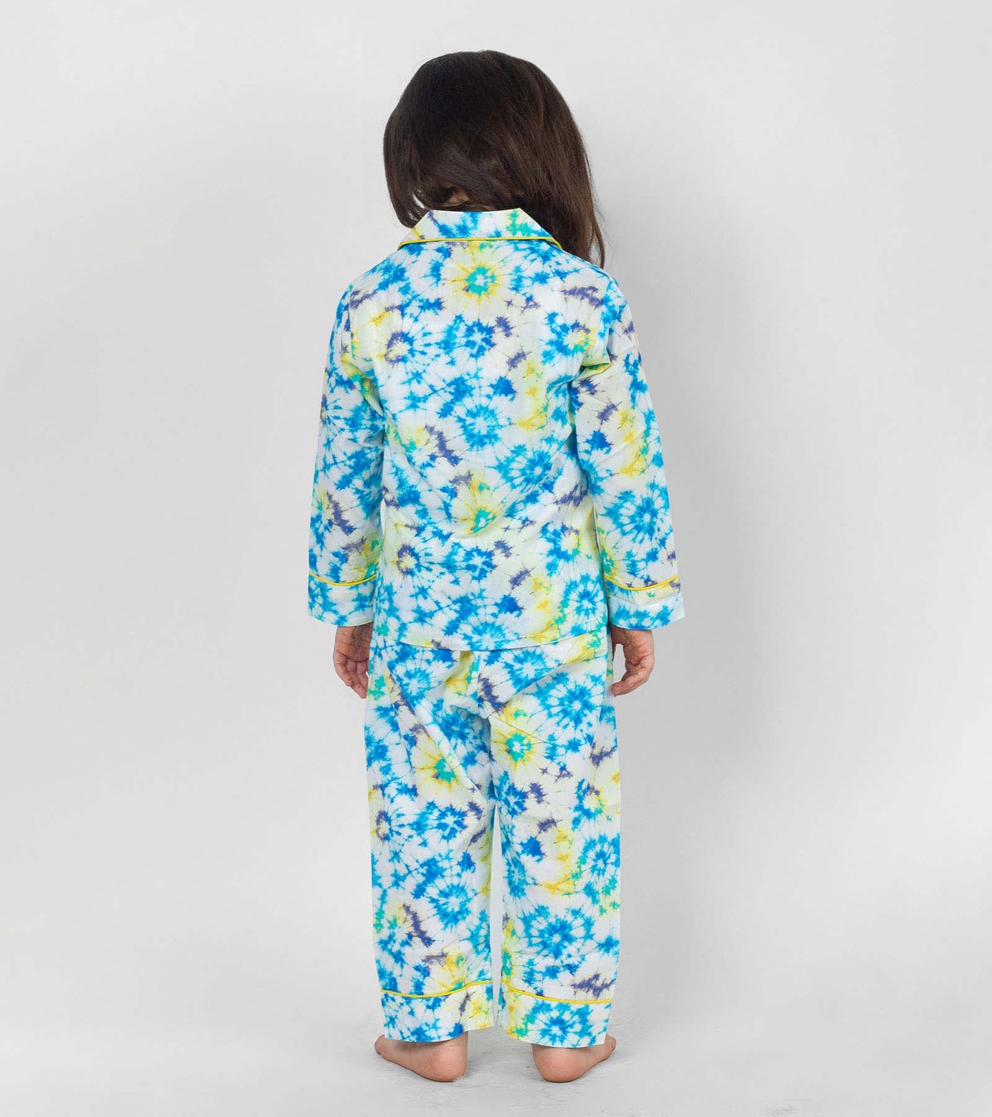 Blue Tie Dye Printed Girls Nightsuit Set