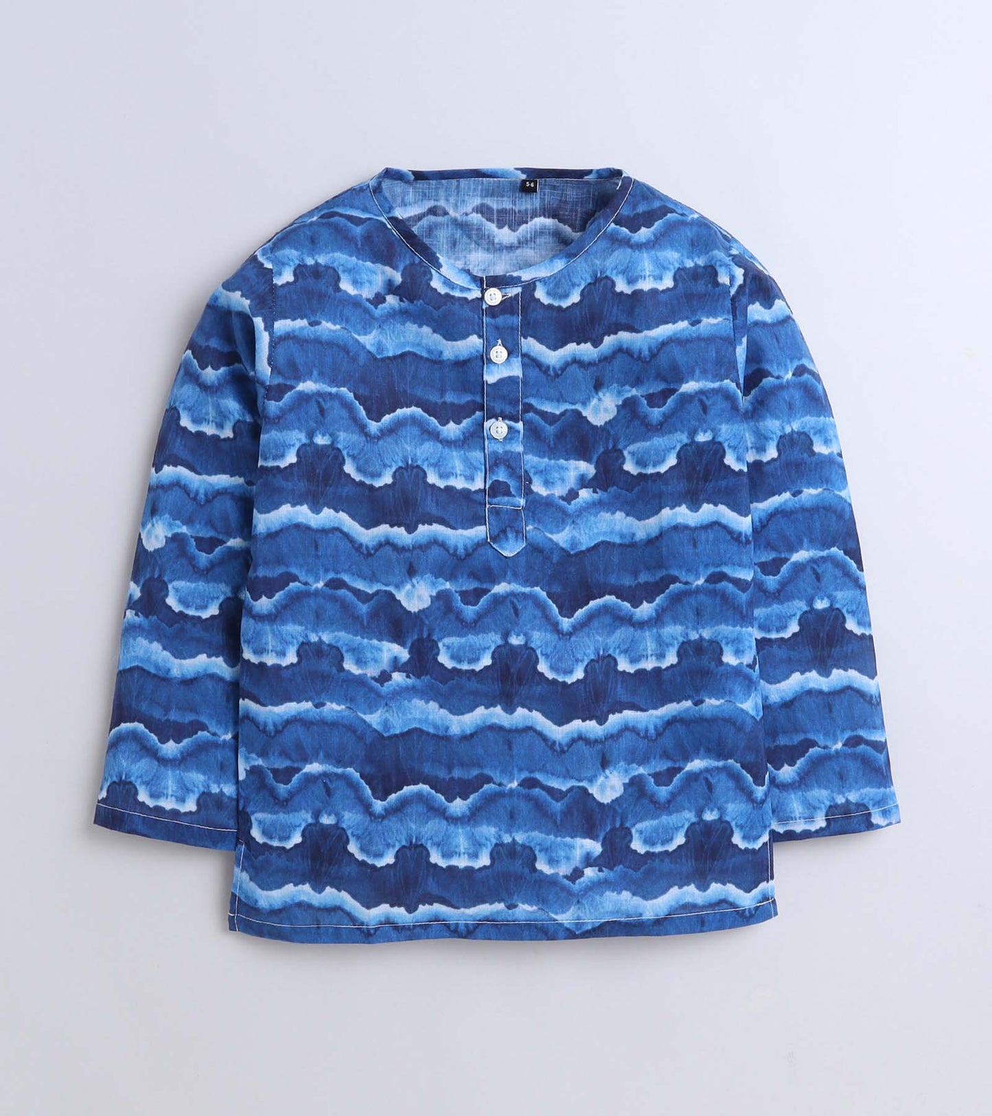 Wavy Blue Tie-dye Printed Pyjama Kurta Set