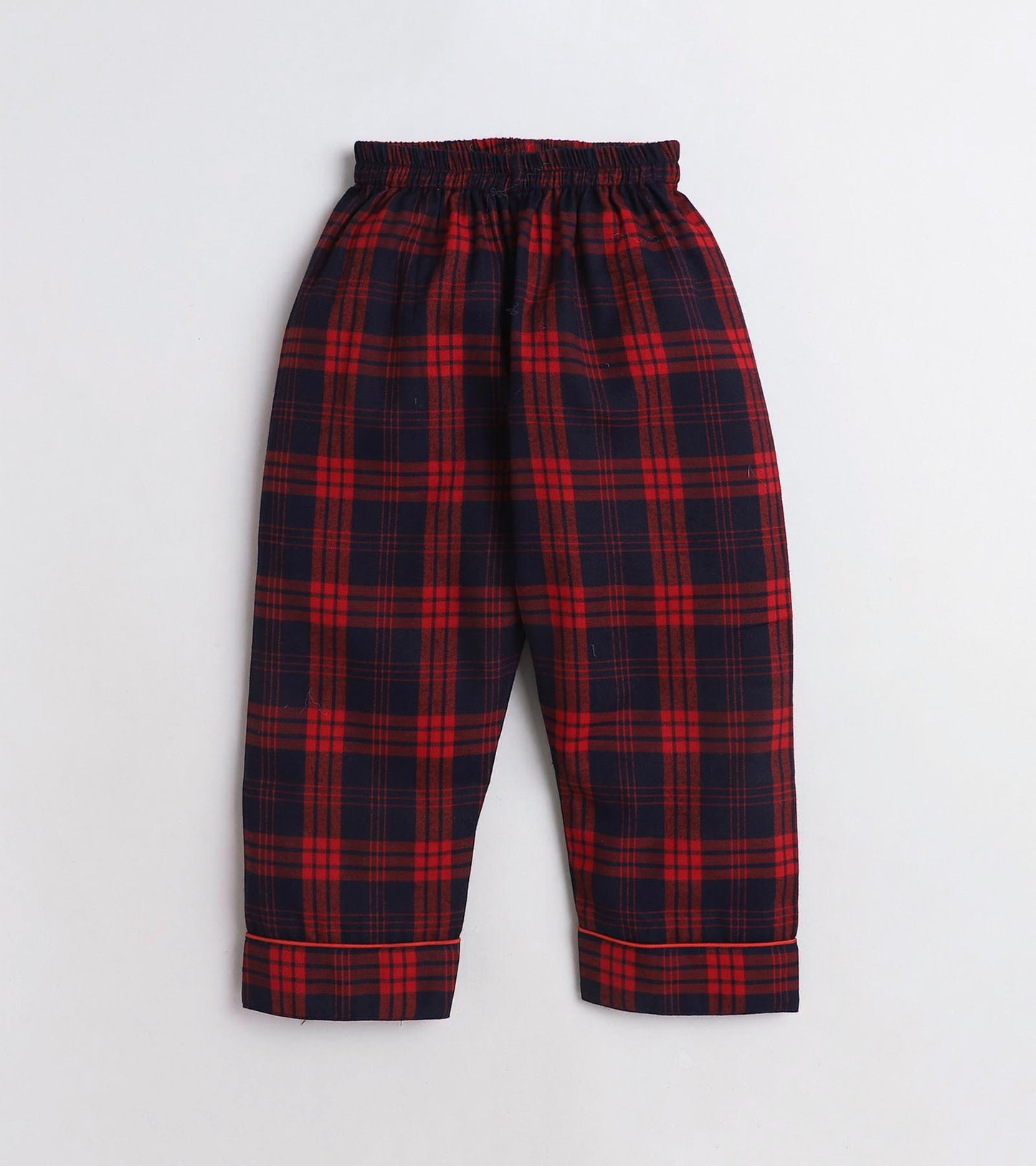 Blue and Red Checks Christmas Printed Nightsuit Set