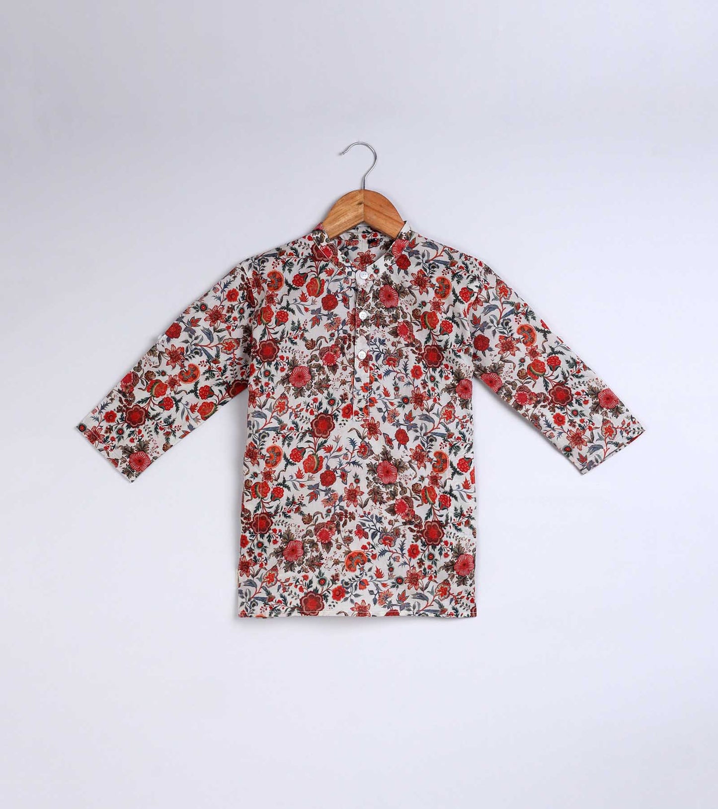 Boys Ethnic Floral Printed Kurta Set