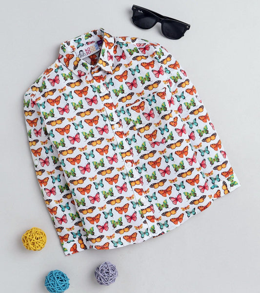 Butterfly Printed Boys Full Sleeve Shirt