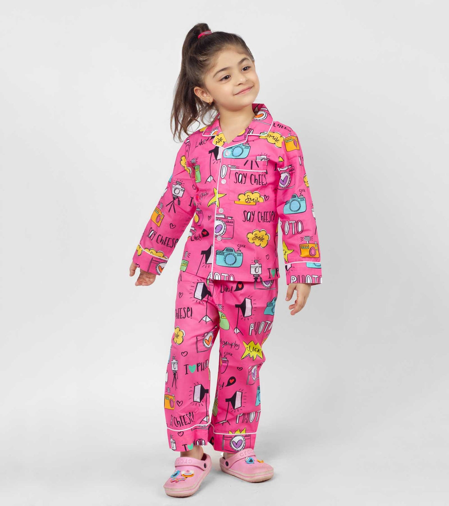 Camera Printed Girls Nightsuit Set