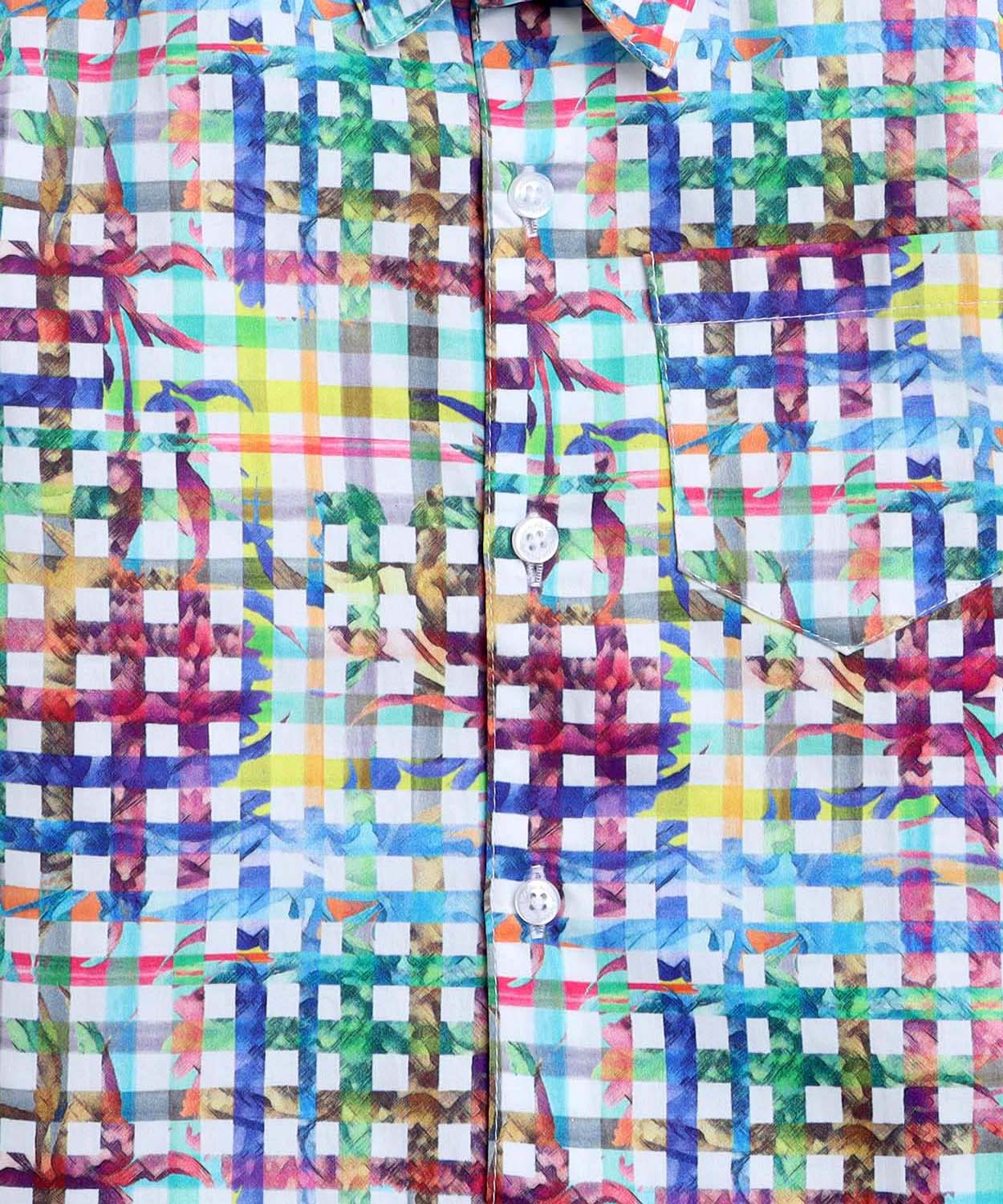 Checks Print Pure Cotton Half Sleeve Shirt For Boys