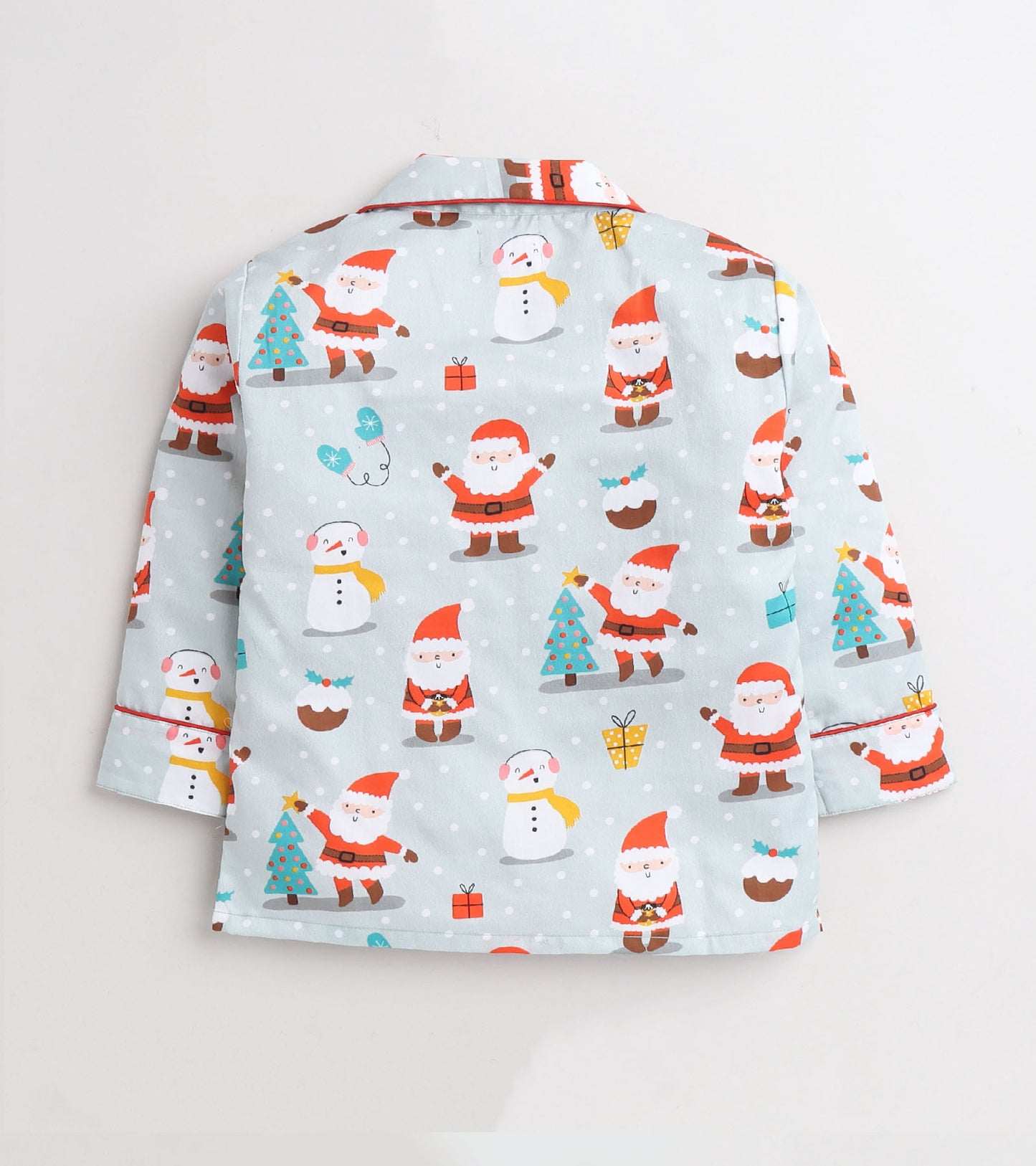 Christmas Grey Santa Printed Nightsuit Set
