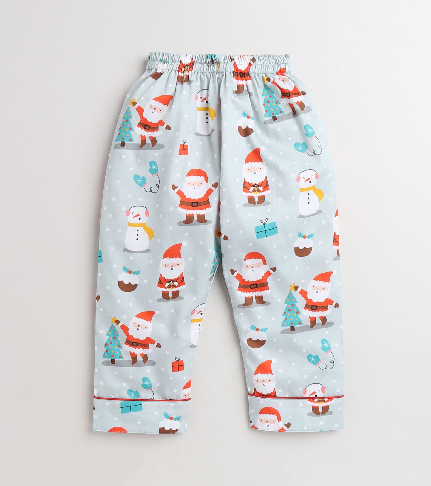 Christmas Grey Santa Printed Nightsuit Set