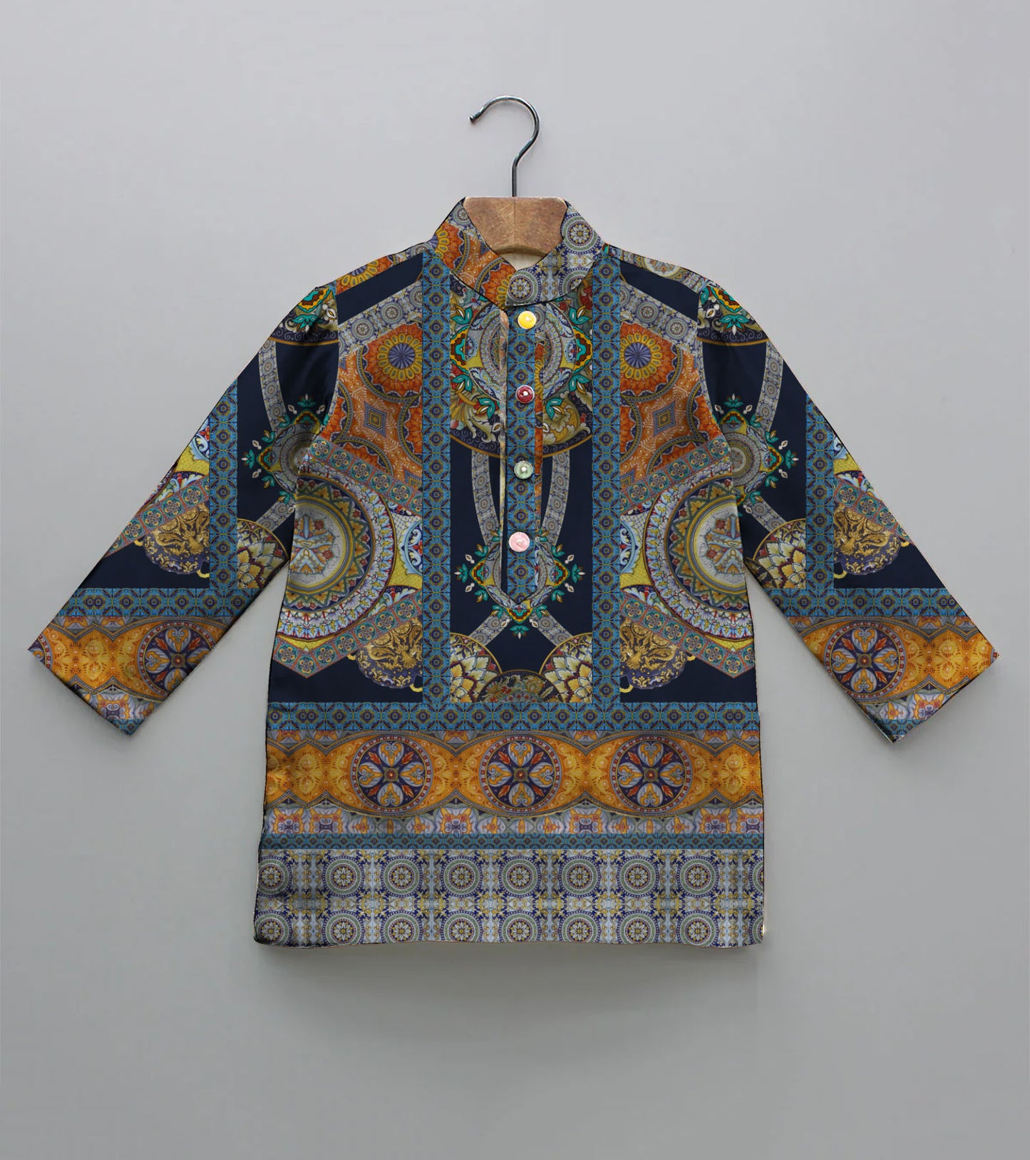 Clasic Indian Art Printed Pure Cotton Kurta And Pyjama