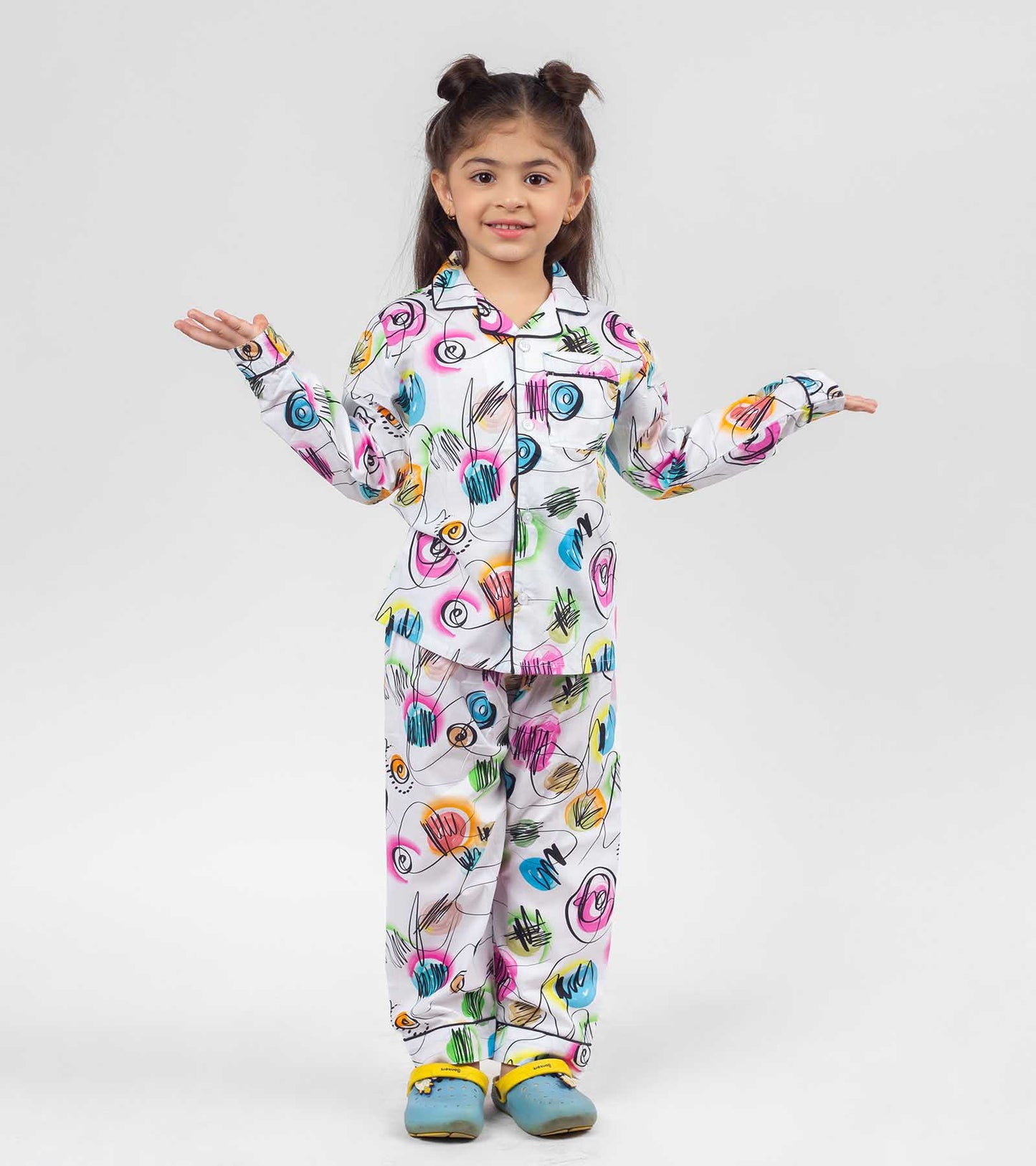 Color Art Printed Girls Nightsuit Set