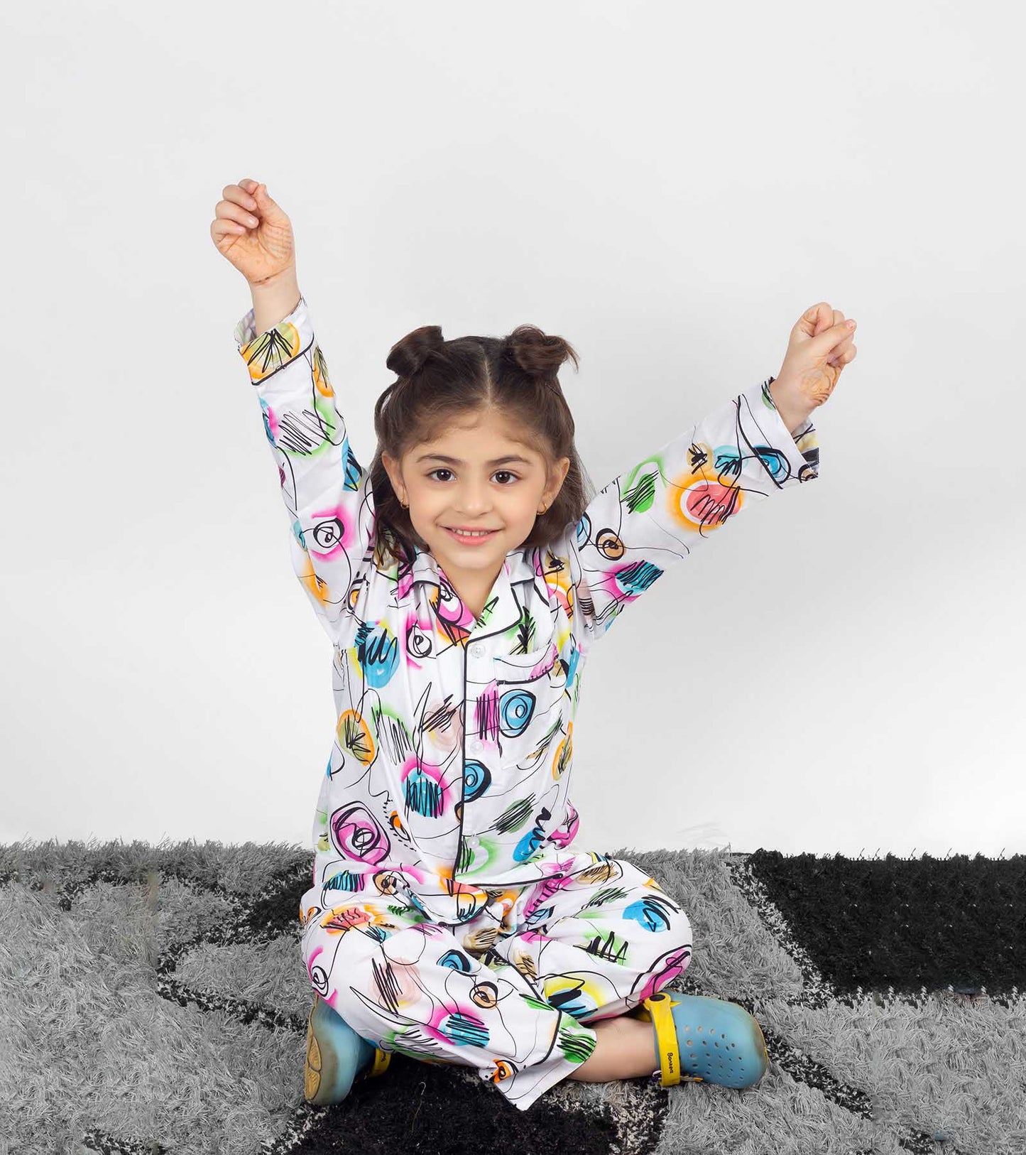 Color Art Printed Girls Nightsuit Set