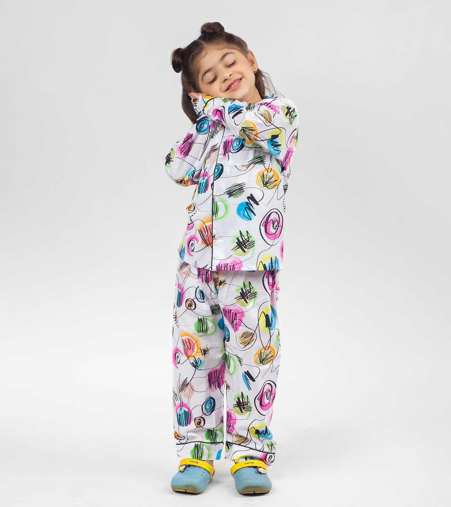 Color Art Printed Girls Nightsuit Set