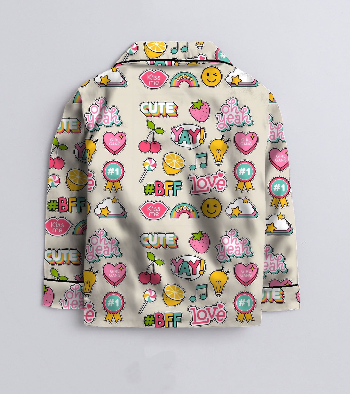 Cute BFF Printed Girls Pure Cotton Nightsuit Set
