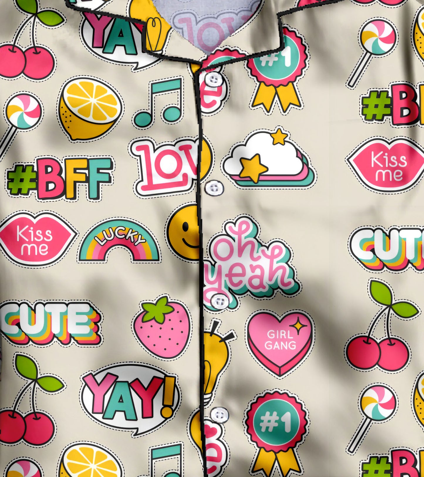 Cute BFF Printed Girls Pure Cotton Nightsuit Set