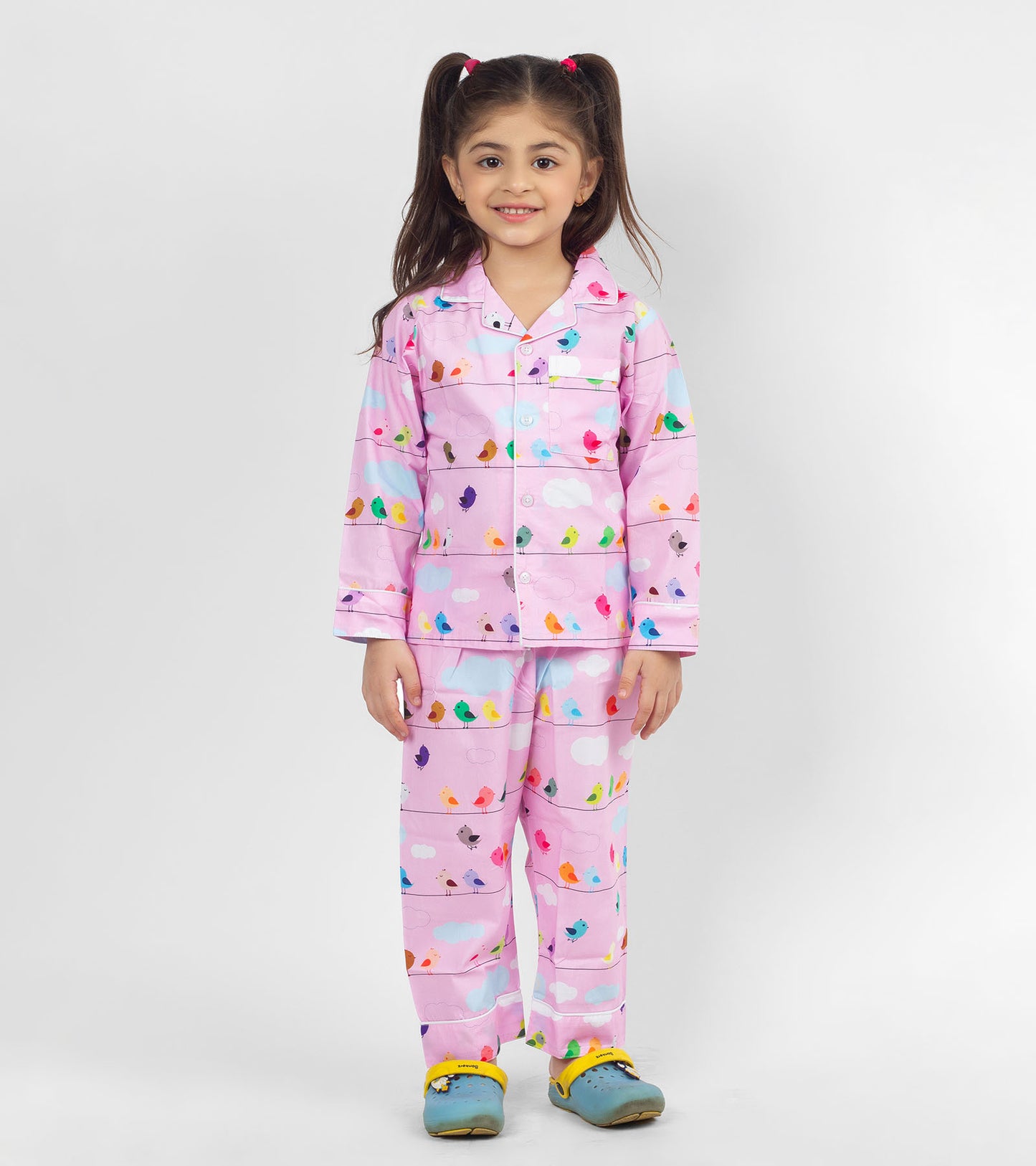 Cute Bird Printed Girls Nightsuit Set