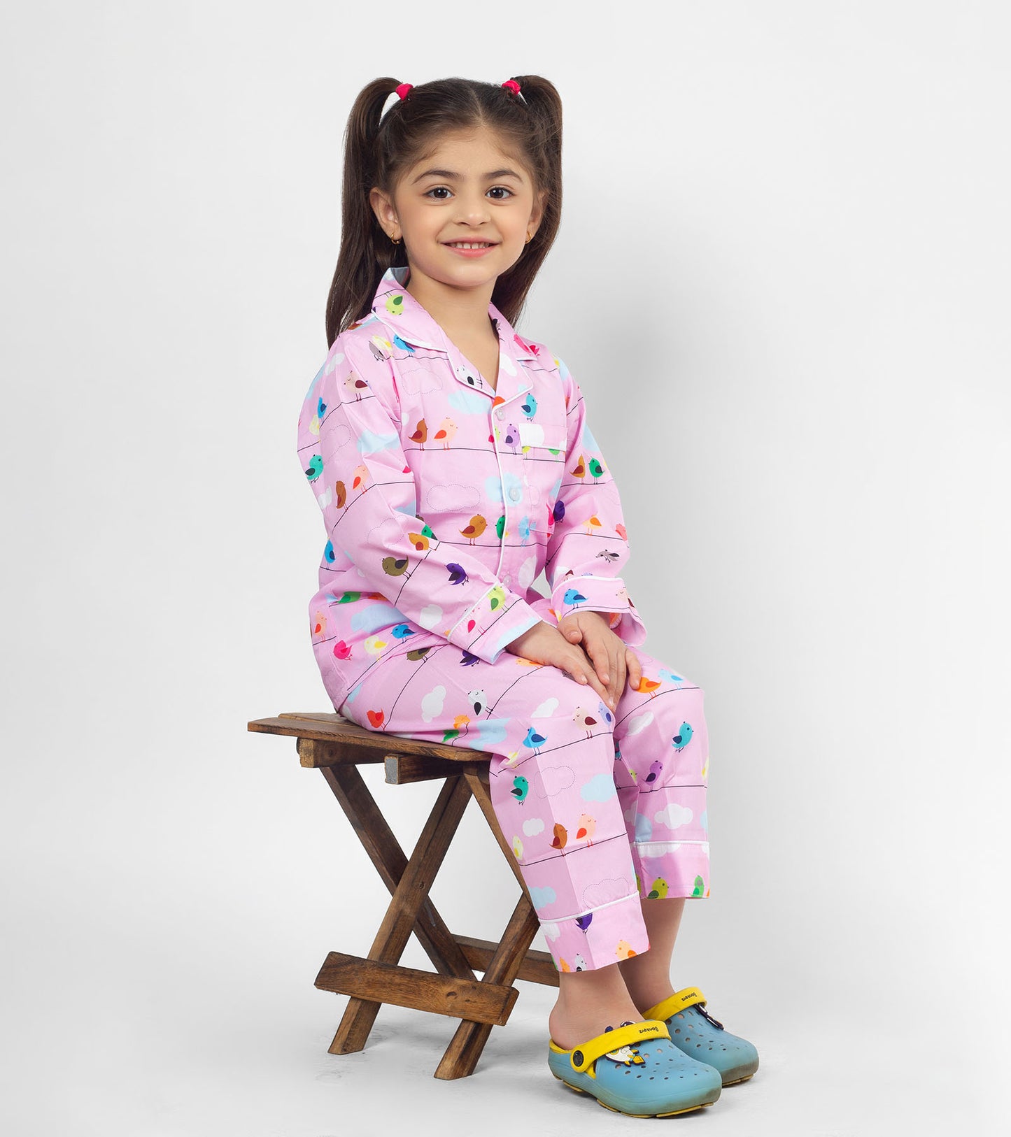 Cute Bird Printed Girls Nightsuit Set