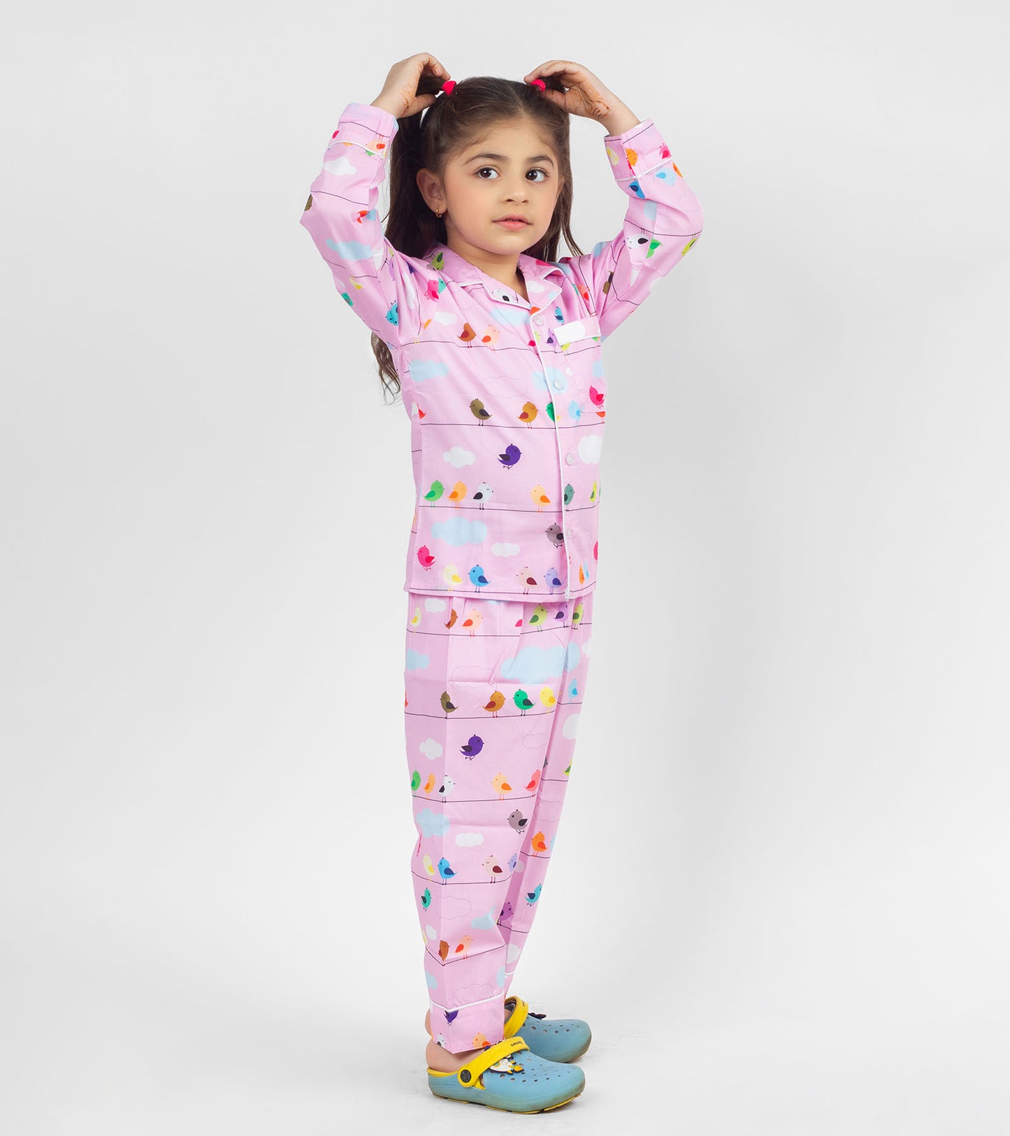 Cute Bird Printed Girls Nightsuit Set