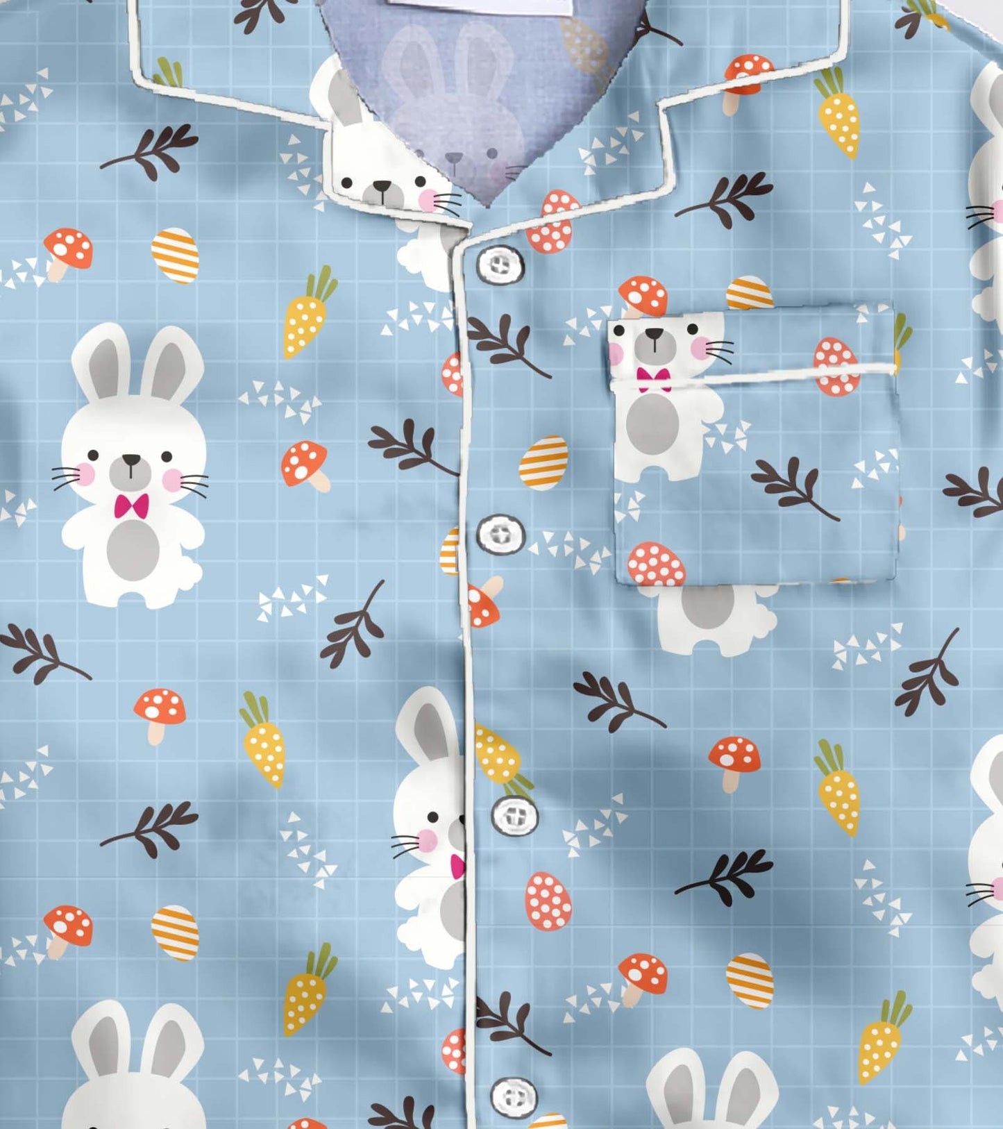Cute Bunny Printed Girls Pure Cotton Nightsuit Set