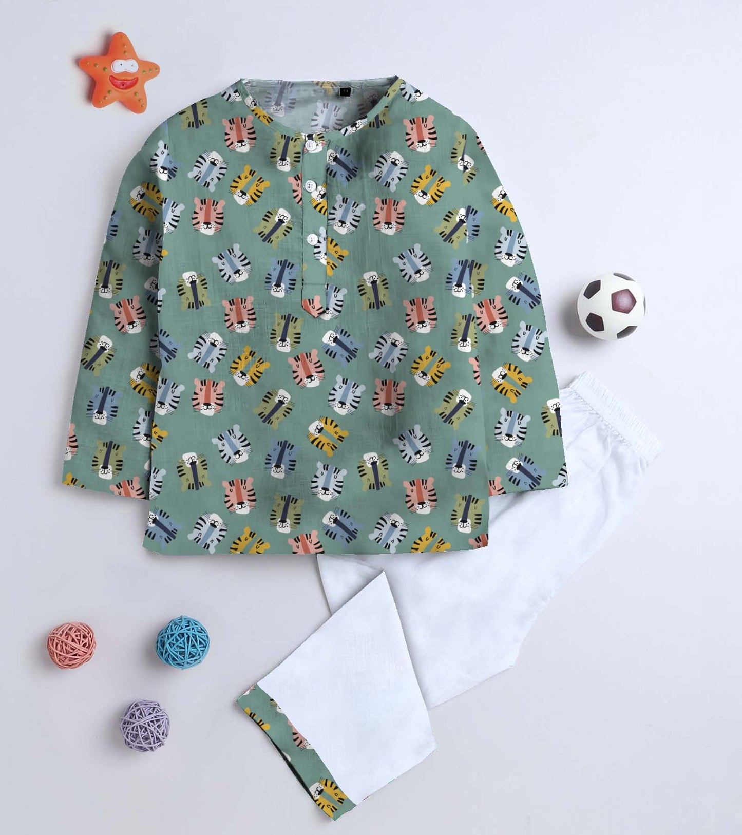 Cute Lion Printed Pyjama Kurta Set