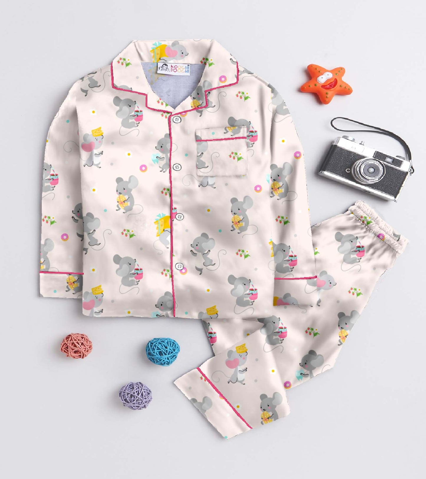 Cute Printed Girls Pure Cotton Nightsuit Set