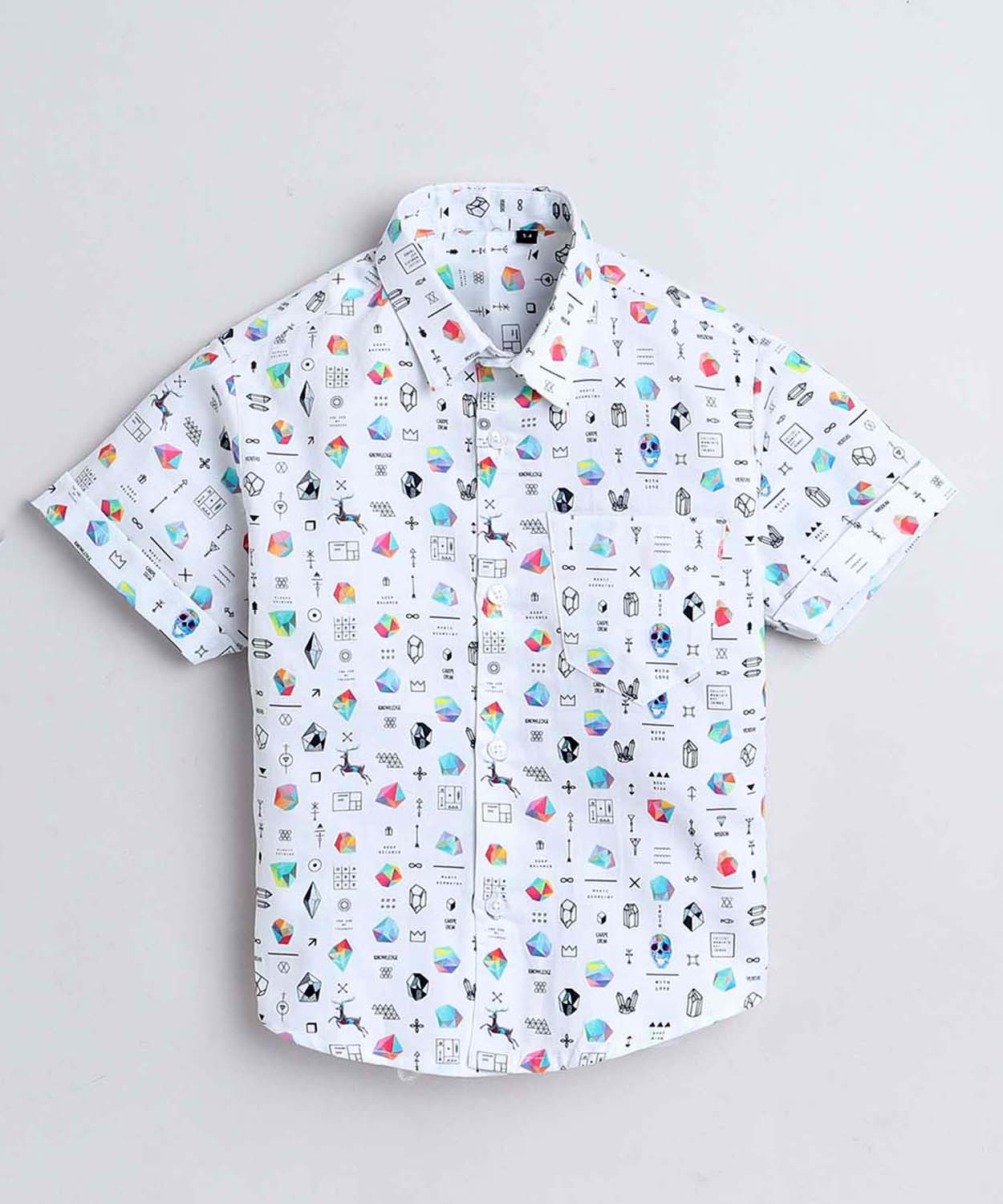 Diamond Print Pure Cotton Half Sleeve Shirt For Boys