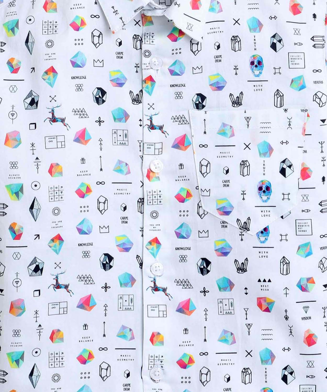 Diamond Print Pure Cotton Half Sleeve Shirt For Boys