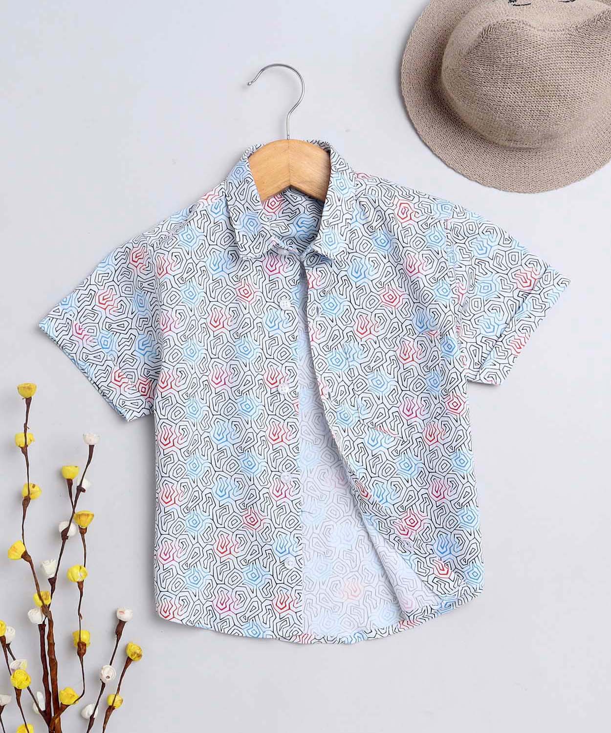Drawing Pure Cotton Half Sleeve Shirt For Boys