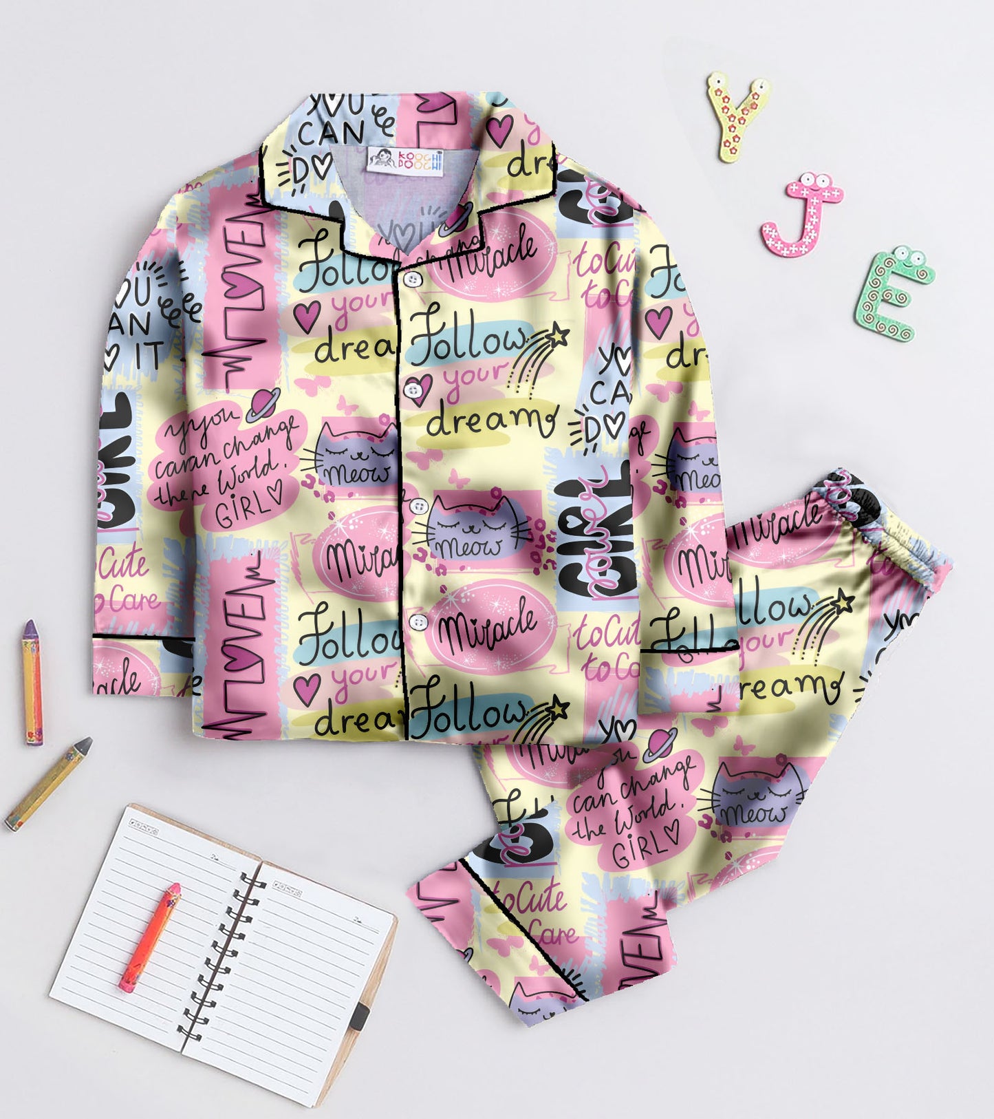 Dream Printed Girls Pure Cotton Nightsuit Set