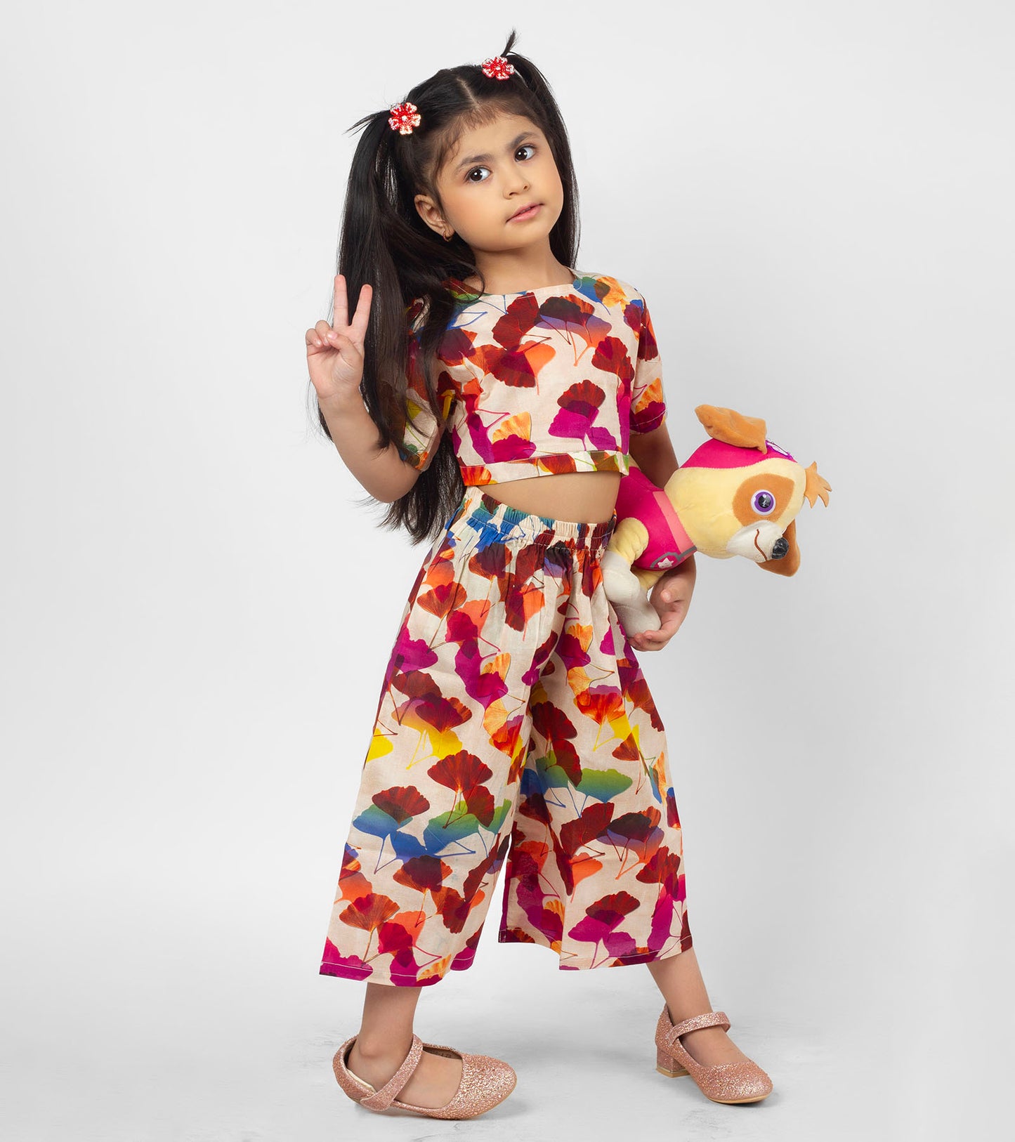 Earthy Leaves Printed Co ord Sets For Girls