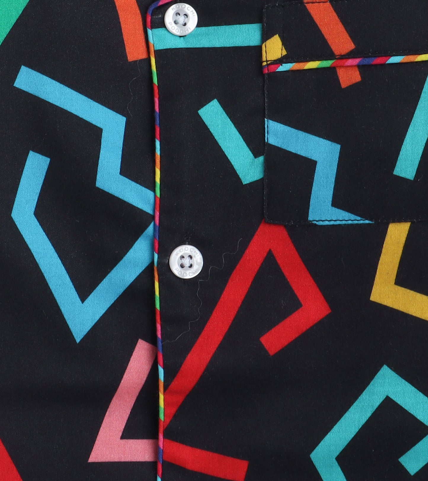 Electric Black Zig-Zag printed Nightsuit Set