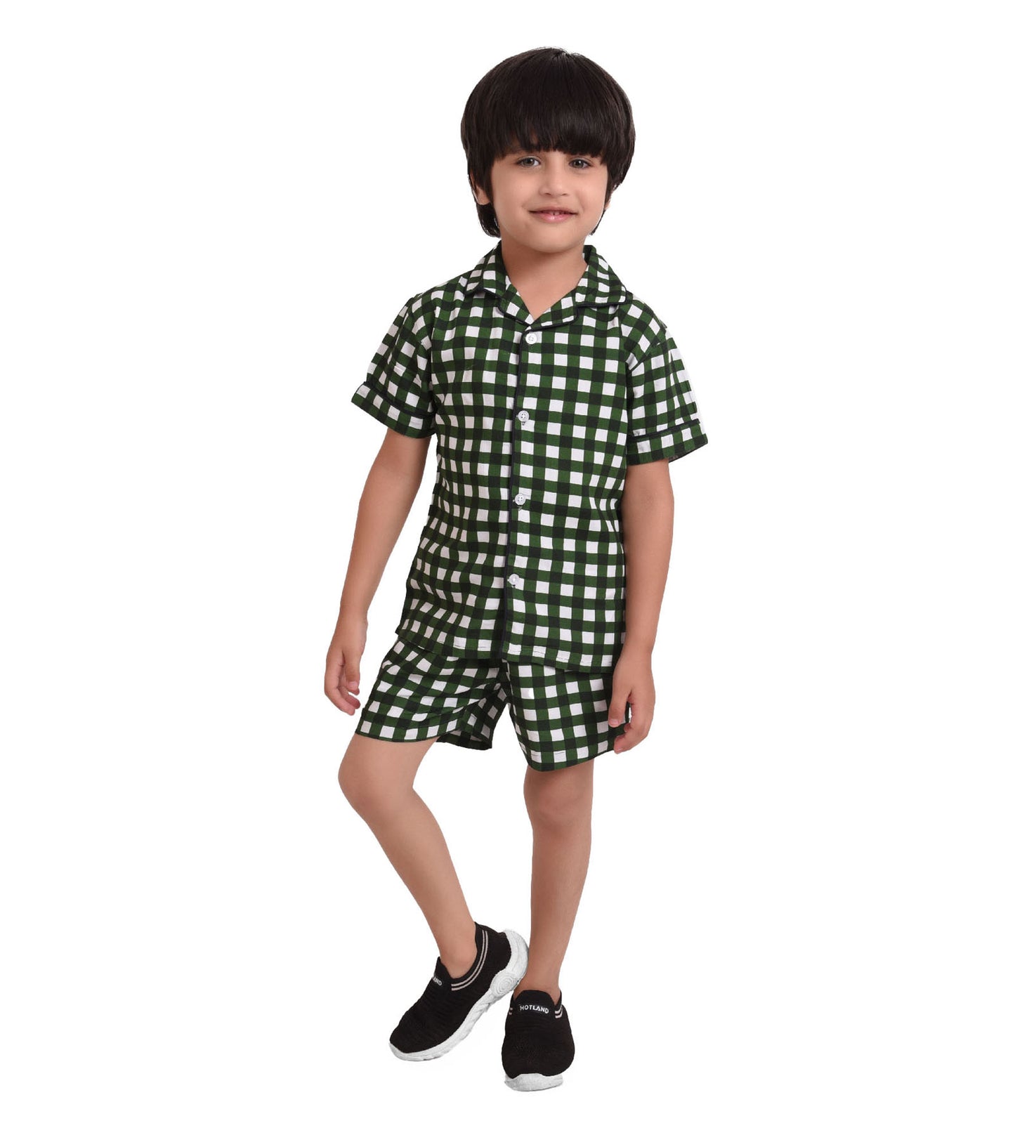 Emerald Checks Printed Boys Cord Set