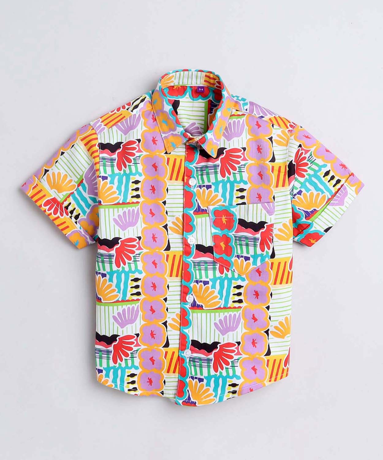 Floral Print Pure Cotton Half Sleeve Shirt For Boys