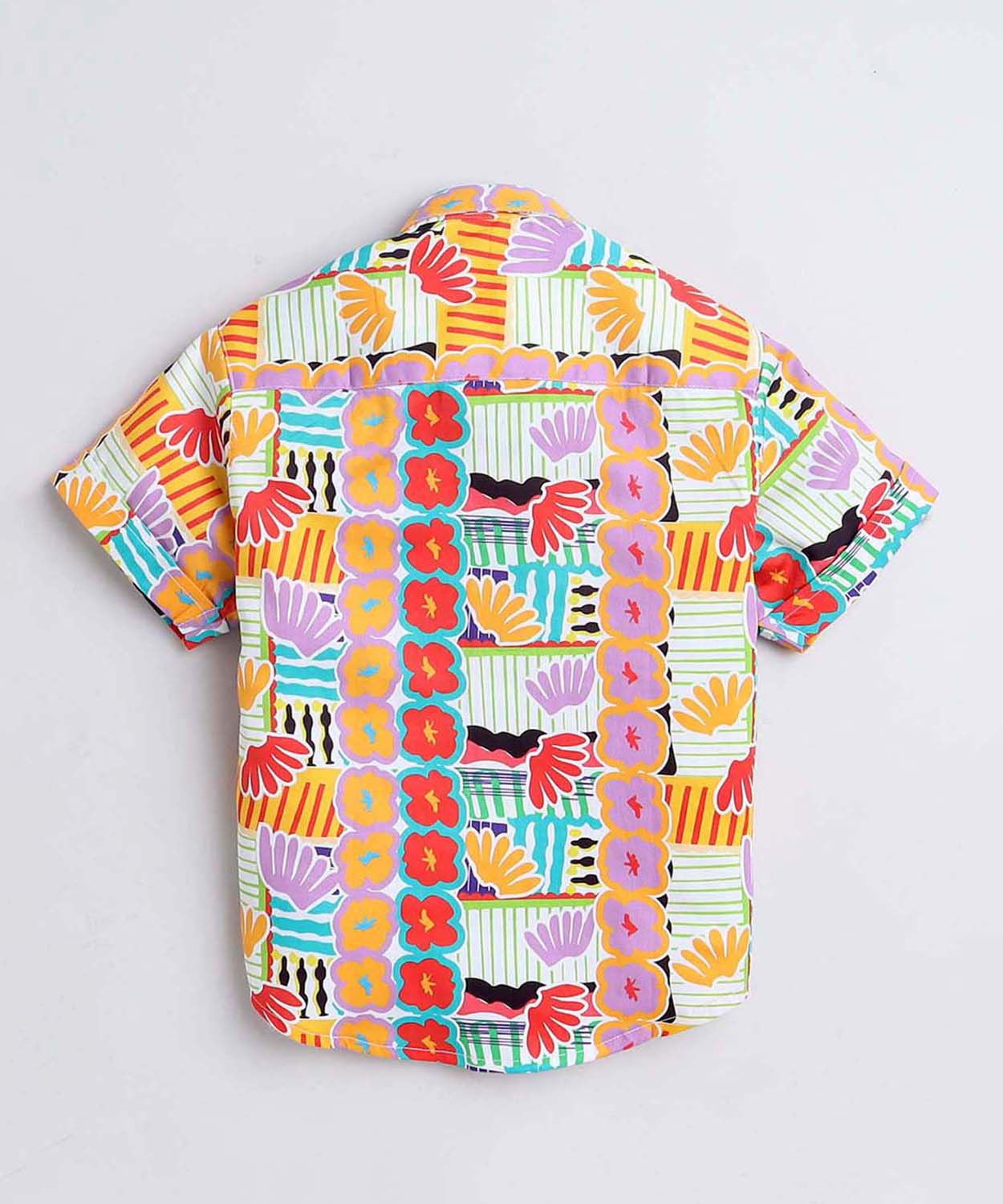 Floral Print Pure Cotton Half Sleeve Shirt For Boys