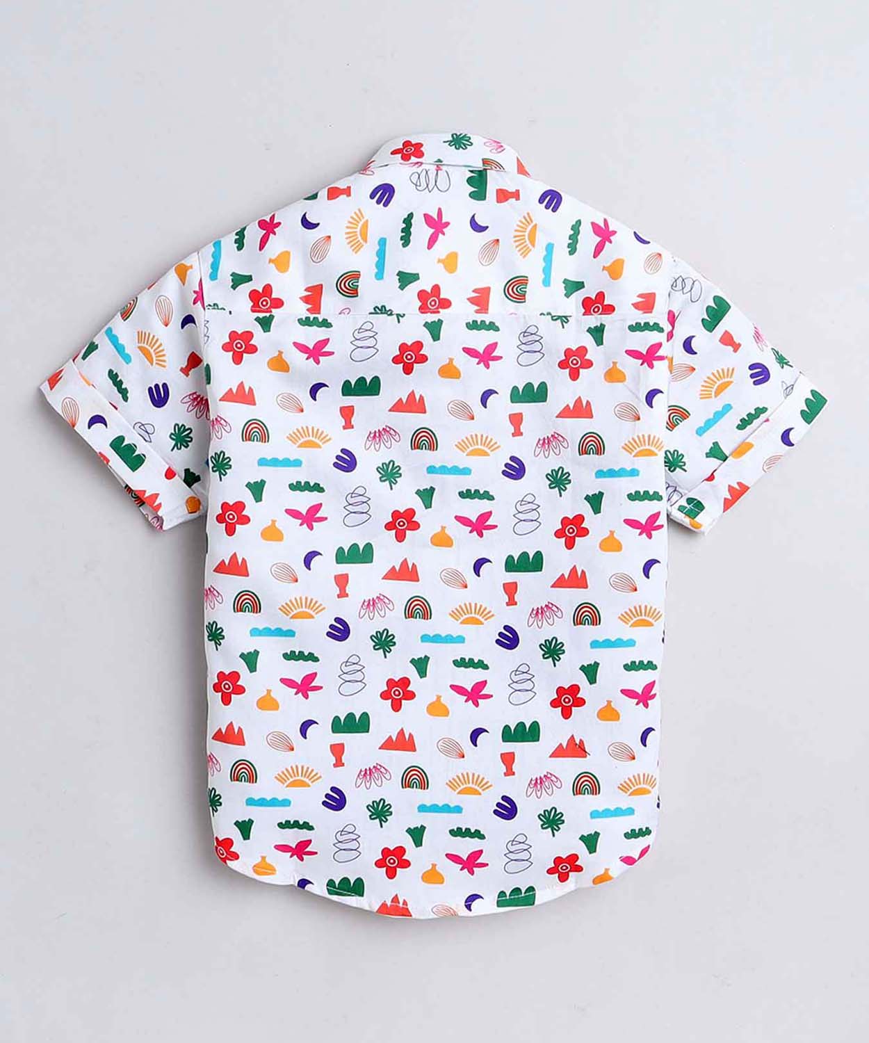 Multi Floral Print Pure Cotton Half Sleeve Shirt For Boys A