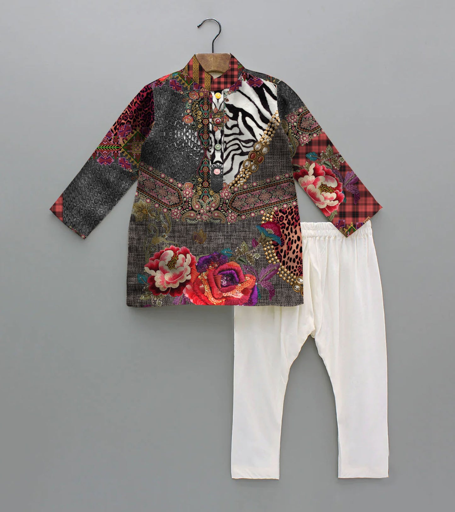 Floral and Mix Printed Pure Cotton Kurta And Pyjama